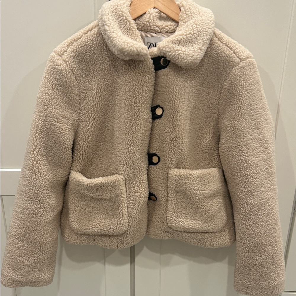Zara Cream Teddy Jacket for Women